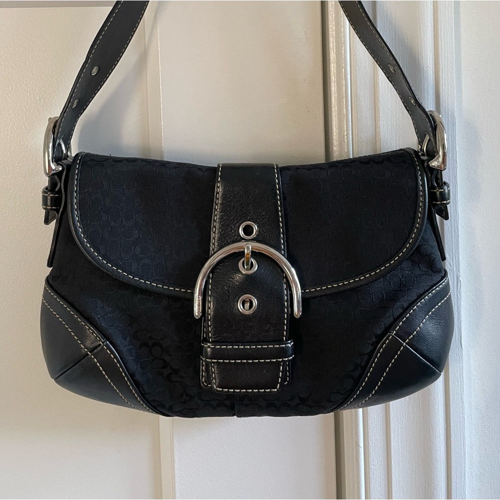 Coach Soho Signature C Canvas Black Monogram Jacquard Shoulder Bag in Mini